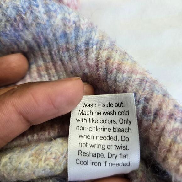 SO Pastel Rainbow Mock Turtleneck Puff Sleeve Sweater Size Medium - Picture 7 of 10